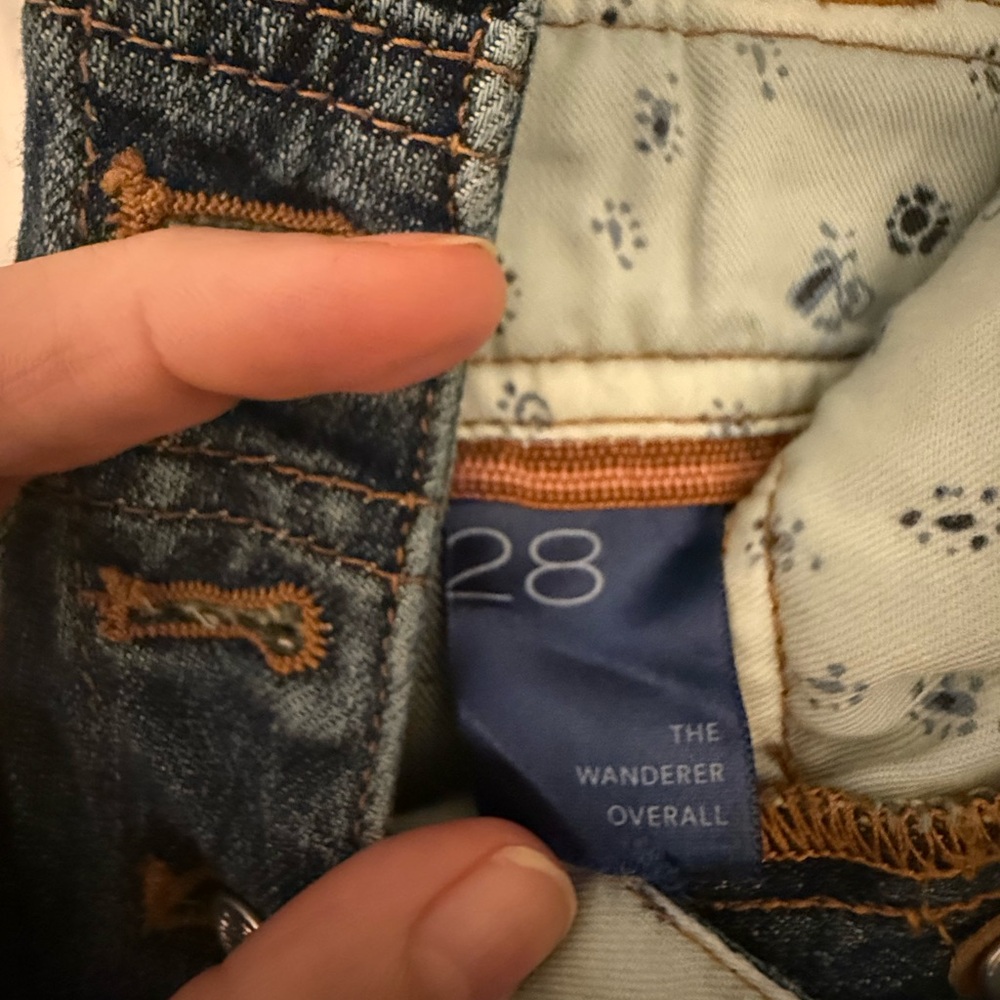 Pilcro Denim overalls with Patterned Lining